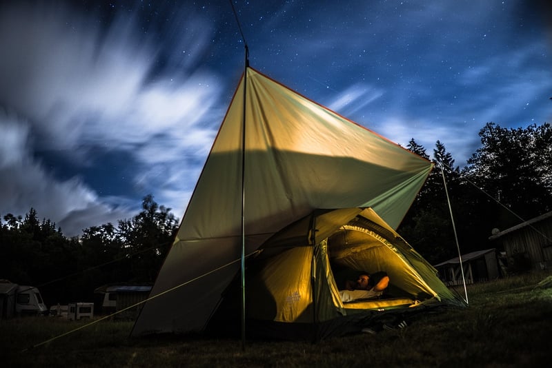Camping tent under the stars